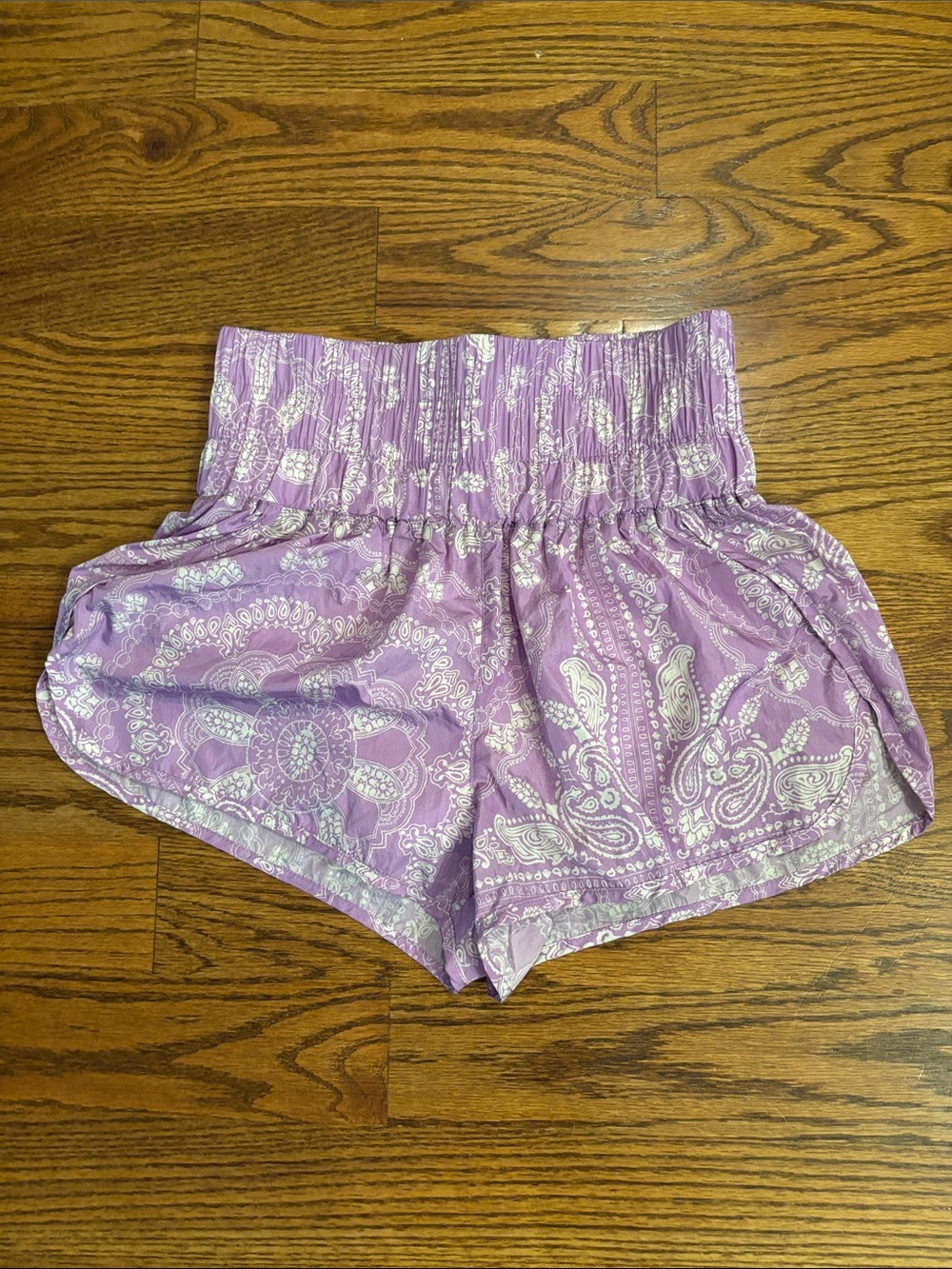 FP Movement by Free People Lavender Paisley High-Waist Athletic Shorts